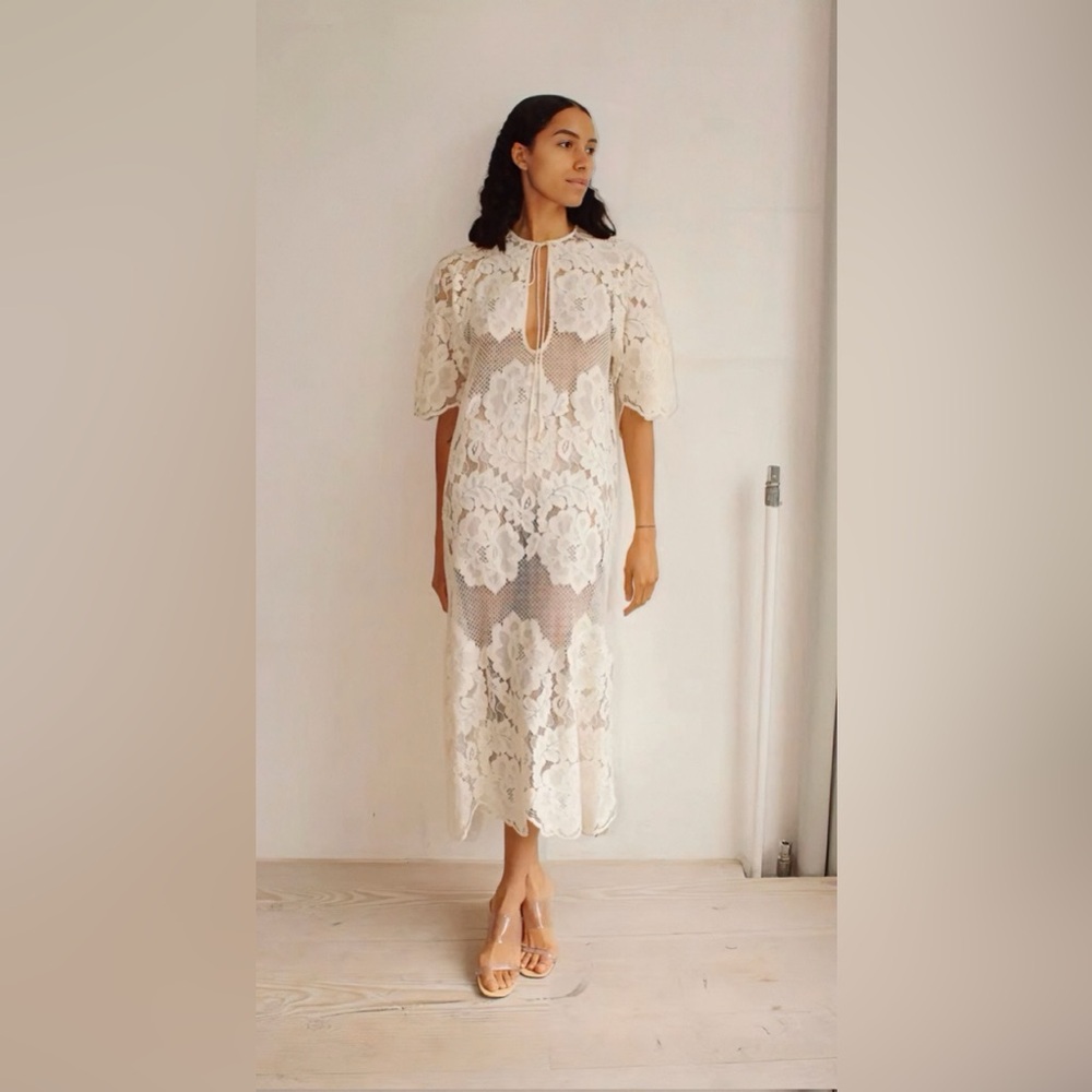 SOLD 🩷MR. LARKIN LOLA Dress Elegant | Creamy Lace Maxi Dress - Picture 9 of 12
